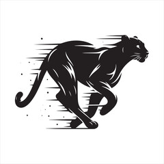 Swift Runner: Leopard's Silhouette in Agile Motion - Running leopard Silhouette, Leopard Black Vector Stock
