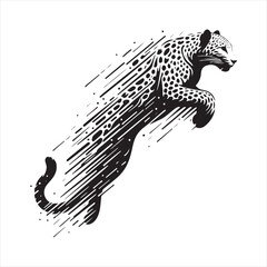 On the Hunt: Leopard's Silhouette Illustrating Swift Running Action - Running leopard Silhouette, Leopard Black Vector Stock
 - obrazy, fototapety, plakaty