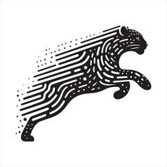 Dynamic Dash: Silhouetted Leopard in Full Stride - Running leopard Silhouette, Leopard Black Vector Stock
 - obrazy, fototapety, plakaty