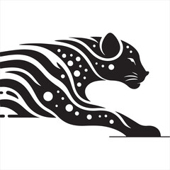 Leaping Leopard: Silhouetted Big Cat in a Rapid Sprint - Running leopard Silhouette, Leopard Black Vector Stock
