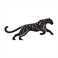 Rapid Big Cat: Running Leopard Silhouette in Graceful Motion - Running leopard Silhouette, Leopard Black Vector Stock
