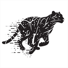 Naklejka premium Prowess in Motion: Leopard's Silhouette Demonstrating Agile Running - Running leopard Silhouette, Leopard Black Vector Stock 