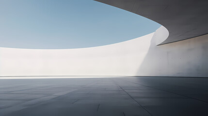 3d render of abstract futuristic architecture with empty concrete floor
