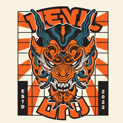 Oni japanese devil mask, Vector illustration