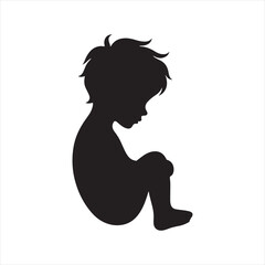 Cosmic Connections: Child Silhouette Reaching for the Stars - Child Black Vector Stock
