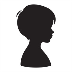 Silhouetted Child: Endearing Outlines Portraying the Essence of Youthful Bliss - Kid Black Vector Stock
