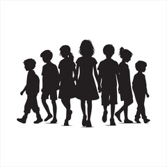 Kid Silhouette: Simple Contours Portraying the Playful Nature of Innocent Youth - Black Vector Stock
