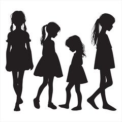 Silhouette of a Happy Children Radiance Echoing in Simple Darkness - Kids Black Vector Stock
