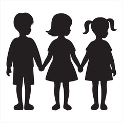 Silhouette of a Child: Graceful Outlines Portraying Childhood Charm - Kid Black Vector Stock
