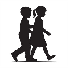 Kid's Play Silhouette: Expressing the Essence of Youthful Energy - Black Vector Stock
