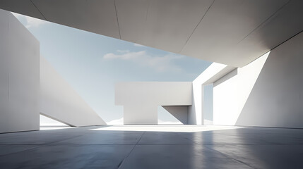 Obraz premium 3d render of abstract futuristic architecture with empty concrete floor