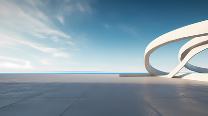 Obraz premium 3d render of abstract futuristic architecture with empty concrete floor