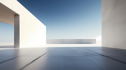 3d render of abstract futuristic architecture with empty concrete floor