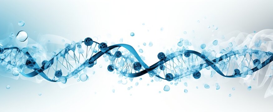 Abstract DNA structure in Blue background. Generative AI