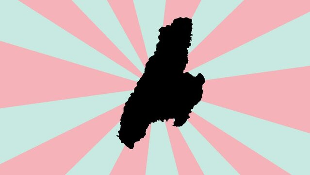 Animation of Cuba country map icon with rotating background