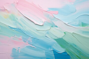 pink, baby blue, green oil texture background, abstract painting background.