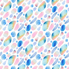 seamless pattern with abstract multicolored watercolor spots.
