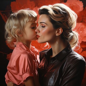 Heartfelt Mothers Day Concept Photo Featuring Floral Design and Affection Generative AI