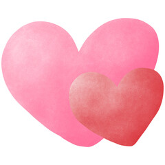 Two red and pink hearts illustration