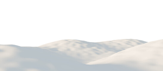 Snow-Covered Hills Under a Calm Sky. 3D render.	
