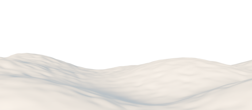 Snow-Covered Hills Under a Calm Sky. 3D render.	
