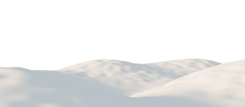 Snow-Covered Hills Under a Calm Sky. 3D render.	
