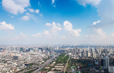 Naklejka na ściany i meble Bangkok cityscape. View of the city from the tallest building in Thailand