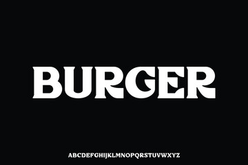 Bold decorative retro style alphabet display font vector. Burger typography style