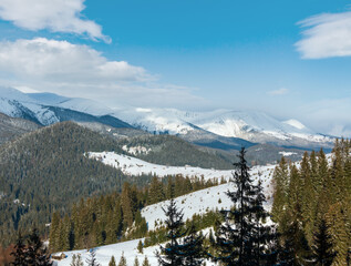 Morning winter mountain ridge