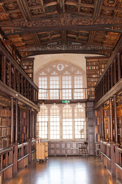 Historic books at the Bodleian Library in Oxfordshire in the UK
