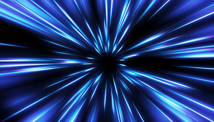 Technology blue background concept. Speed ​​motion pattern and motion blur on dark blue background.