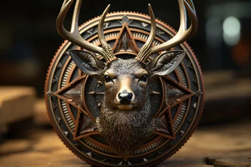 Deurstickers American Elk Badge © wendi