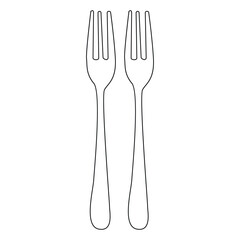 Knife and fork continuous single line outline vector art drawing and simple one line minimalist design