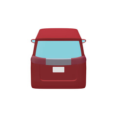自動車のイラスト素材　デフォルメ　ミニバン　ディープレッド（1_f）
