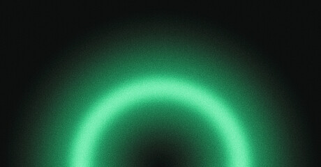 Glowing green light ring black background grainy gradient noise texture poster banner backdrop abstract design