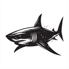 Galactic Glider: Shark Silhouette Soaring through Cosmic Waves - Shark Black Vector Stock
