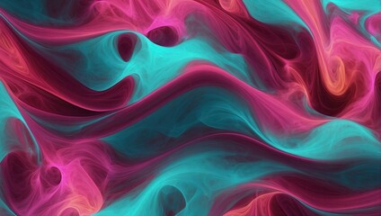 Obraz premium Vivid abstract waves of hot pink and cyan, creating a vibrant, energetic pattern that feels both playful and mesmerizing with a liquid, dreamlike quality.