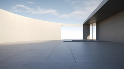 3d render of abstract futuristic architecture with empty concrete floor