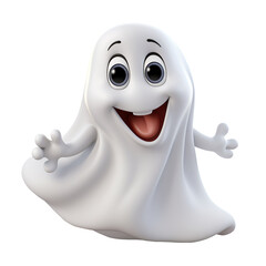 3d cute ghost on transparent background, Ai Generated