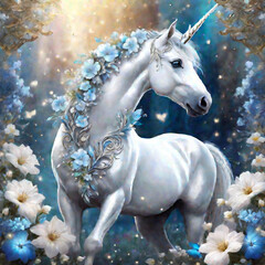 Unicorns in Silver and Blue