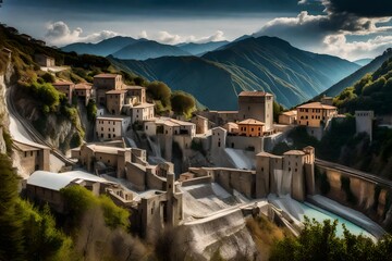 Marble mines above town of Carrara, Tuscany, Italy
