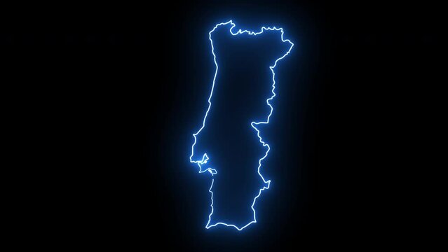 Animated Portugal map icon with a glowing neon effect