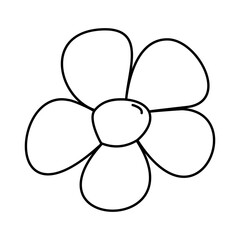 Flower isolated on white background. Hand drawn vector graphic illustration. Doodle style. Template for cards, logotype, simple decorations, cute designs. Eps.