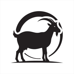 Starry Stride: Goat Silhouette Treading Through Cosmic Pathways - Goat Black Vector Stock
