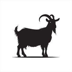 Ethereal Expedition: Goat Silhouette Journeying Through Cosmic Quietude - Goat Black Vector Stock
