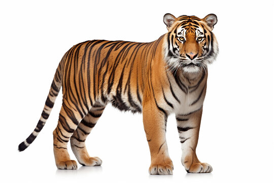 The tiger is isolated on the white background