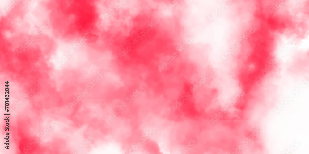 Poster Romantic Red skies with white clouds background. Autum sky with fluffy clouds. RED background with vintage marbled textured design on cloudy sky. Beautiful puffy clouds in bright Red sky.