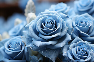 Blue roses bloom, exuding elegance and mystery.