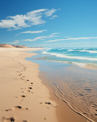 Fototapeta na wymiar Photograph of beach sand calm water ocean horizon