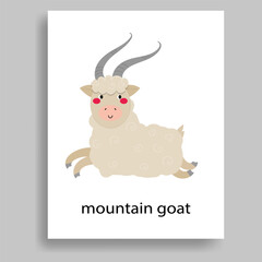 Fototapeta premium colorful mountain goat ungulate herbivores animals cartoon flat vector illustration